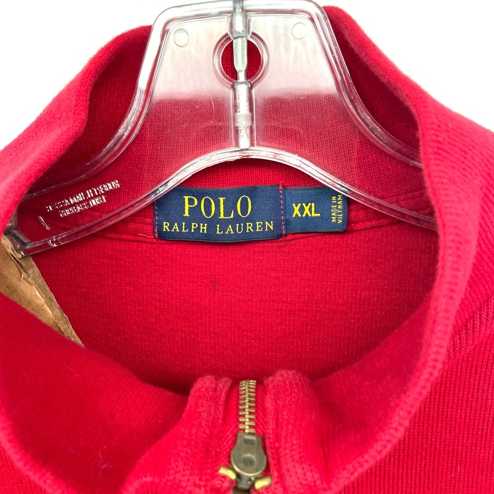 Polo Ralph Lauren Red Long Sleeve 1/4 Zip Polo Shirt Men's XXL Pony Mock Collar - Picture 3 of 11